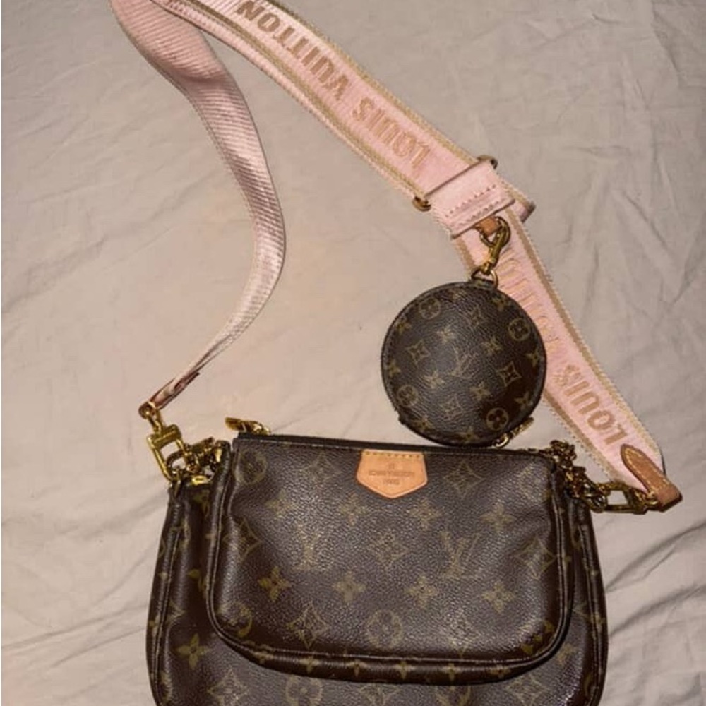 Louis Vuitton Brown and Pink Monogram Crossbody Bag
